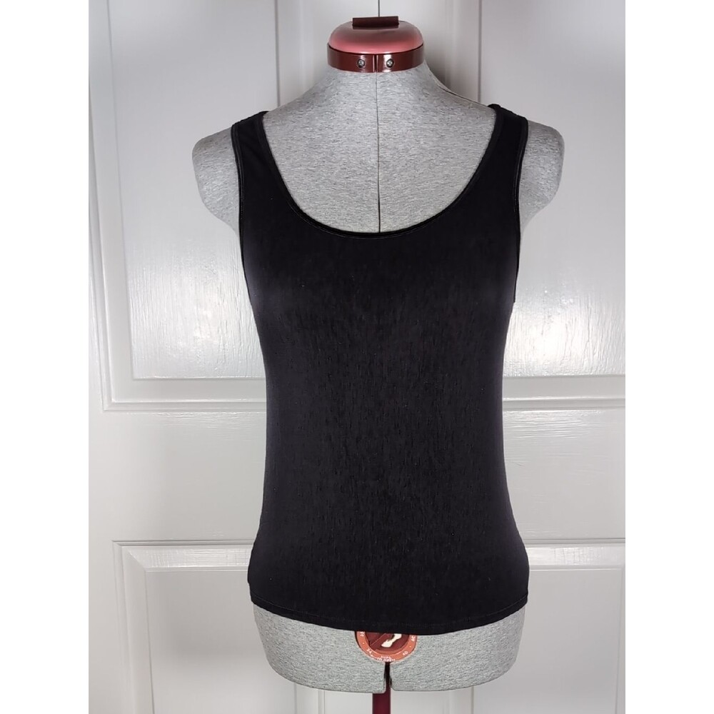 Vintage Vanity Fair Black Nylon Tank Top Seamless Micro Mesh Camisole M